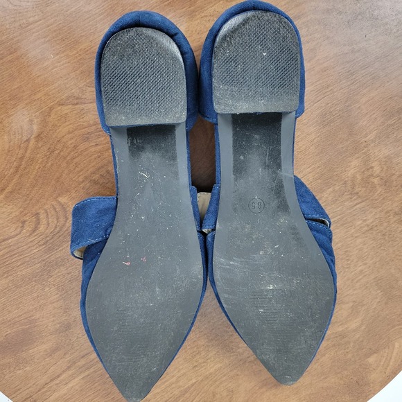 J Mark Womens Sandals 8.5 Blue Suede Pointed Toe Buckle Strap D'Orsay Flats - Picture 9 of 10